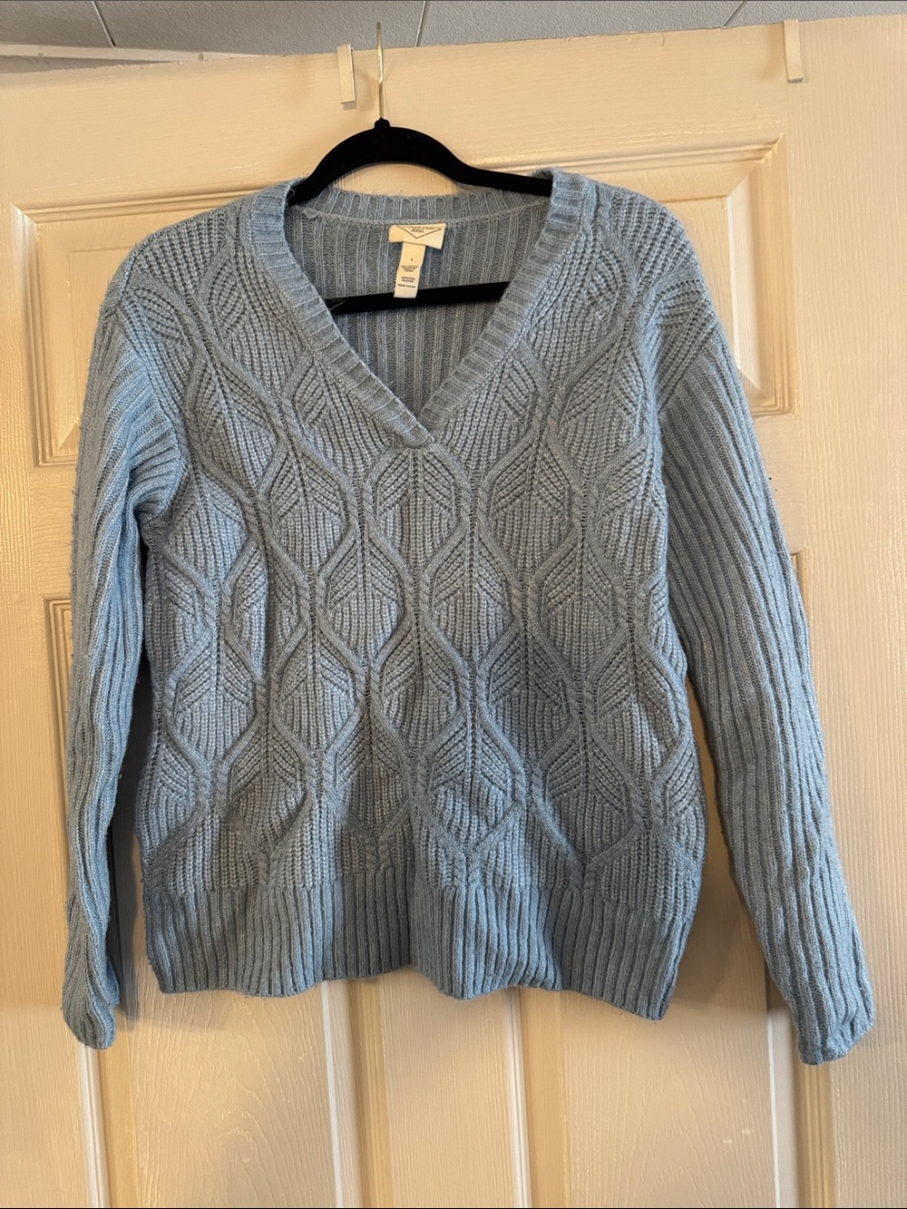St. John’s Bay Light Blue V-Neck Cable Knit Women's Sweater